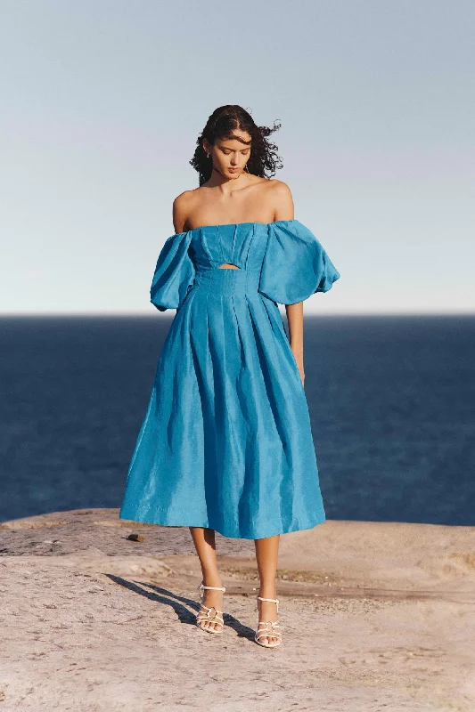 Midi dresses with one - shoulder designs for a modern and asymmetric styleEugenie Off Shoulder Midi Dress Midi dresses with one - shoulder designs for a modern and asymmetric styleEugenie Off Shoulder Midi Dress