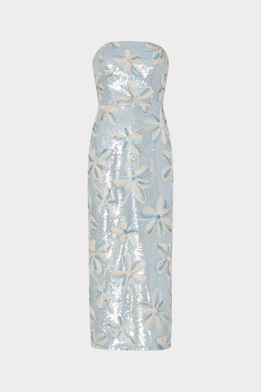 Midi dresses with gathered skirts for a full and flowing silhouetteFloral Embroidery Mesh Sequin Midi Dress Midi dresses with gathered skirts for a full and flowing silhouetteFloral Embroidery Mesh Sequin Midi Dress