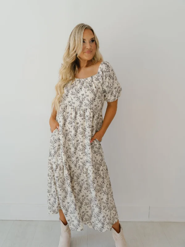 Midi dresses with ruched sleeves for a more fitted and stylish arm lookHattie Dress - Ecru Midi dresses with ruched sleeves for a more fitted and stylish arm lookHattie Dress - Ecru