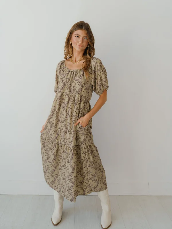 Midi dresses with button - down skirts for a unique and functional designHattie Dress - Khaki Midi dresses with button - down skirts for a unique and functional designHattie Dress - Khaki