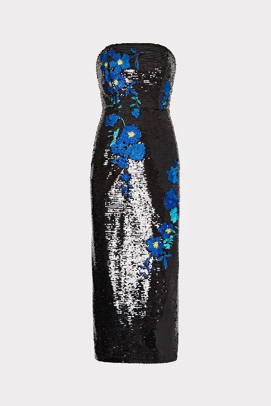 Midi dresses with ruched sleeves for a more fitted and stylish arm lookKait Vines Of Floral Sequins Dress