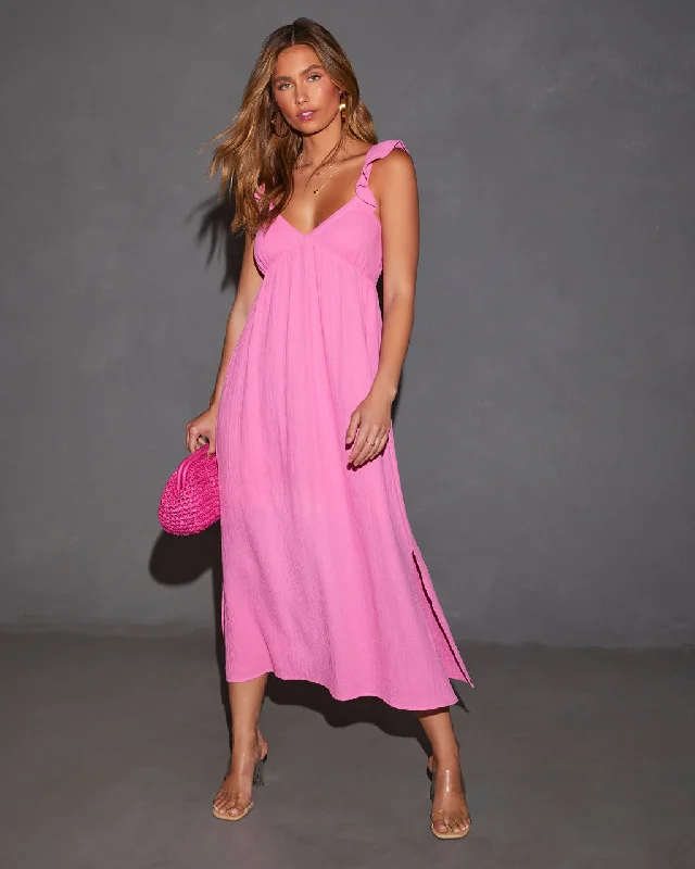 Midi dresses with ruffled hems for a romantic date nightMelia Flutter Sleeve Midi Dress