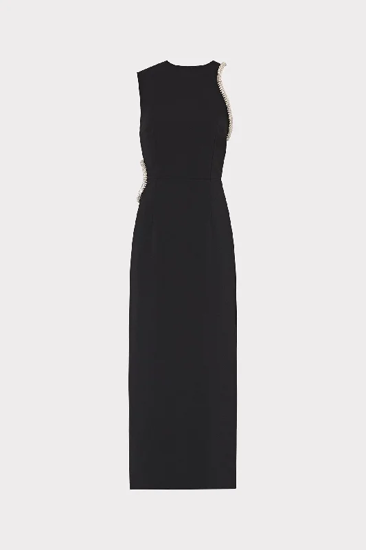 Midi dresses with satin - finish fabrics for a luxurious feelNadya Crystal Cut Out Midi Dress Midi dresses with satin - finish fabrics for a luxurious feelNadya Crystal Cut Out Midi Dress