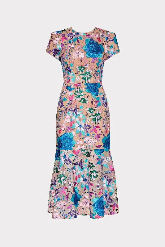 Midi dresses with puff sleeves for a vintage - inspired lookTahlia Fall Floral Embroidered Dress Midi dresses with puff sleeves for a vintage - inspired lookTahlia Fall Floral Embroidered Dress