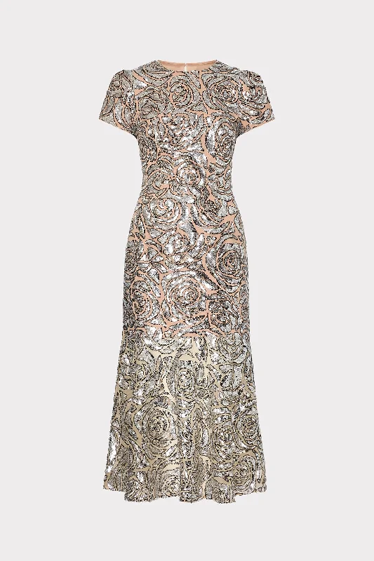 Midi dresses with patchwork patterns for a one - of - a - kind styleTahlia Rose Sequins Midi Dress Midi dresses with patchwork patterns for a one - of - a - kind styleTahlia Rose Sequins Midi Dress