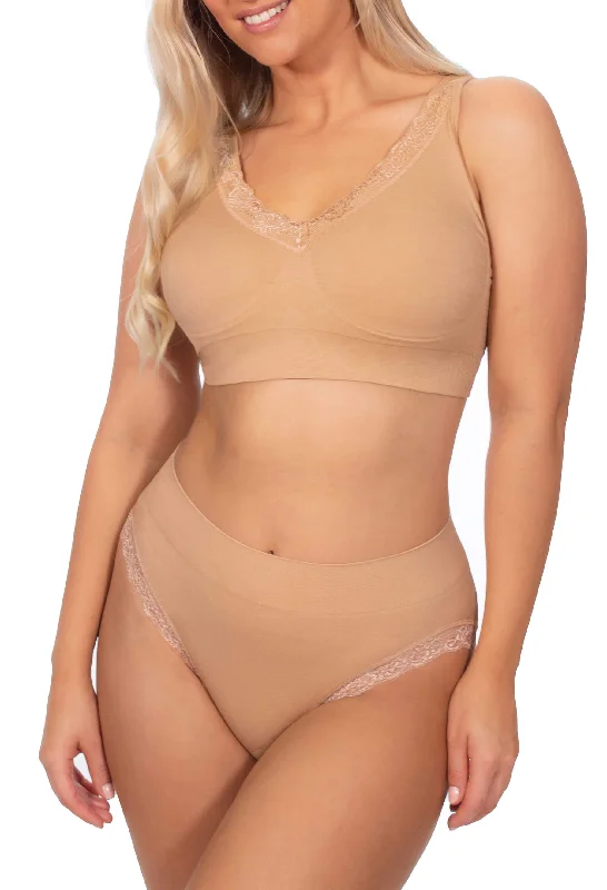 Women's bras with a silk blend for luxuryLightweight Wire Free Bra and Lace High Cut Set