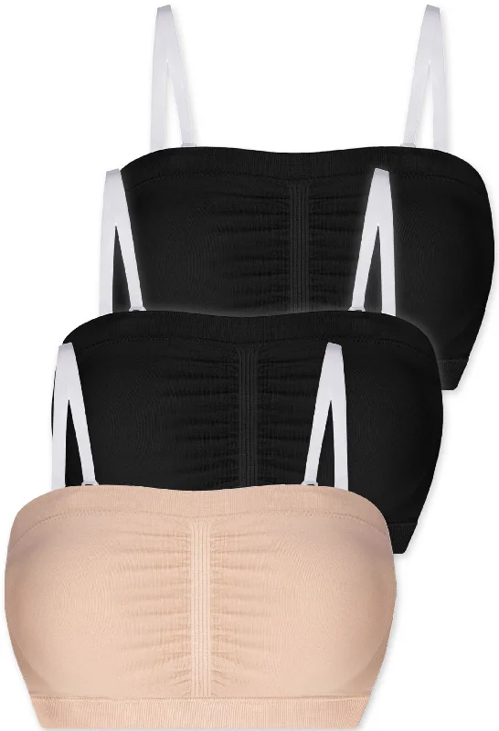 Women's bras crafted from stretchy spandexCotton-Rich Padded Strapless Bra - 3 Pack