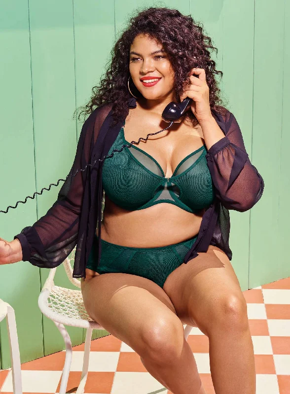 Women's demi - cup bras for a sexy lookElomi: Kintai Underwired Plunge Bra Deep Teal Women's demi - cup bras for a sexy lookElomi: Kintai Underwired Plunge Bra Deep Teal