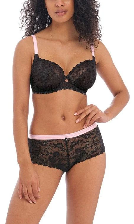 Women's bras with a lace overlayFreya Offbeat Black Short