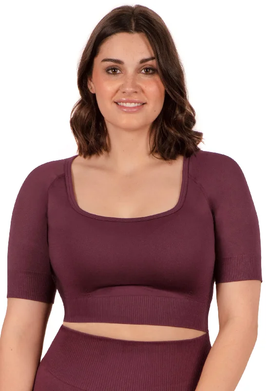 Women's wireless bras for all - day comfortSeamless Square Neck Short Sleeve Crop Top Women's wireless bras for all - day comfortSeamless Square Neck Short Sleeve Crop Top