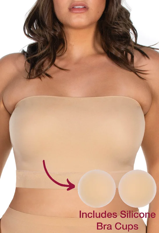 Women's bras using a bamboo fiber liningSleek Bandeau Top with Silicone Bra Pads