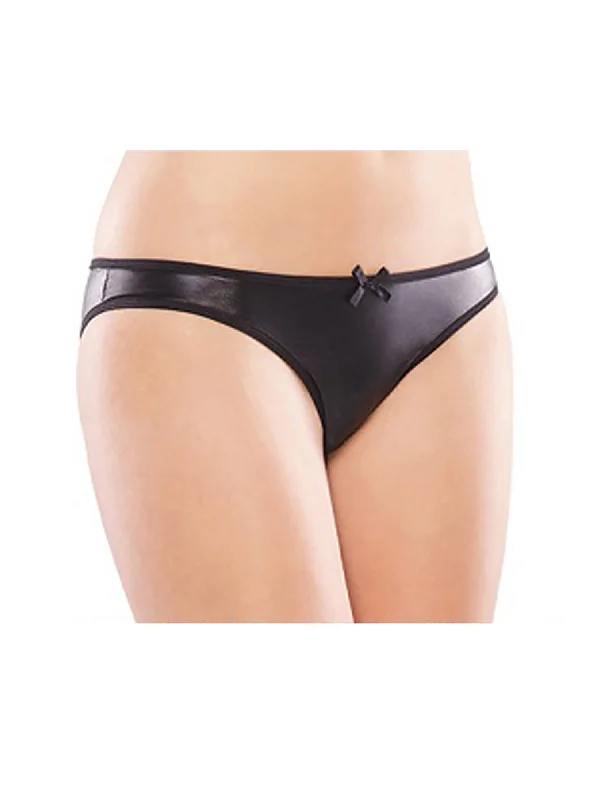 Women's bras with a slimming effectWetlook Crotchless PVC Briefs in Black