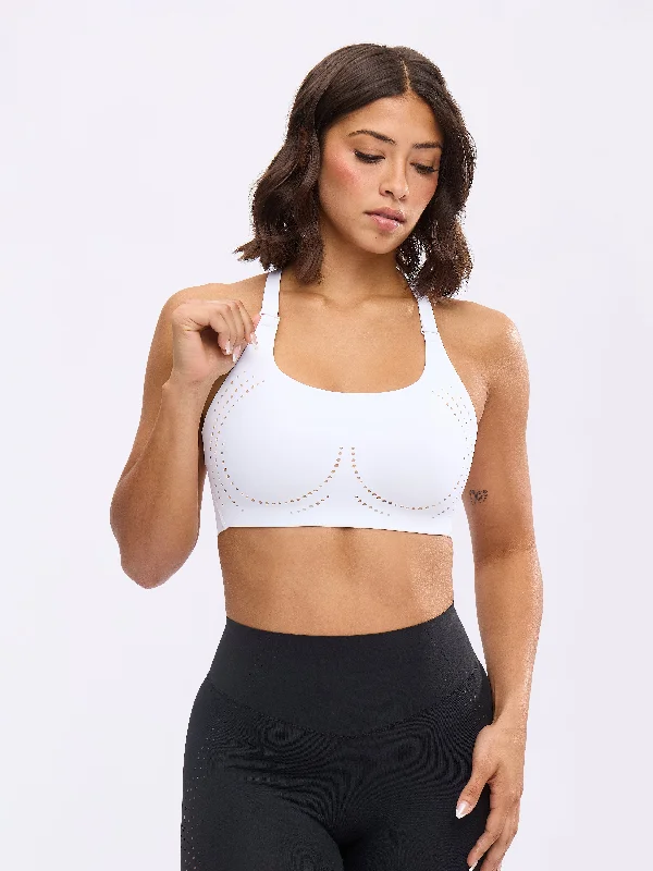 low impact women sport bra for yogaAirbrush Laser BTC Sports Bra - White