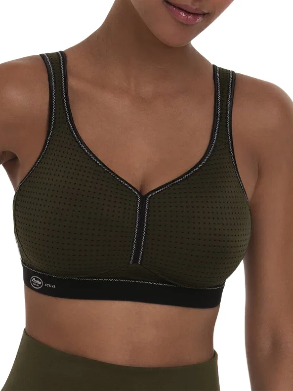 plus size high impact women sport braPerformance Sports Bra - Dark Olive/Black