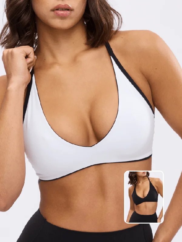post - surgery women sport bra for support and comfortGirlfriend Reversible Sports Bra - Onyx Black and White post - surgery women sport bra for support and comfortGirlfriend Reversible Sports Bra - Onyx Black and White