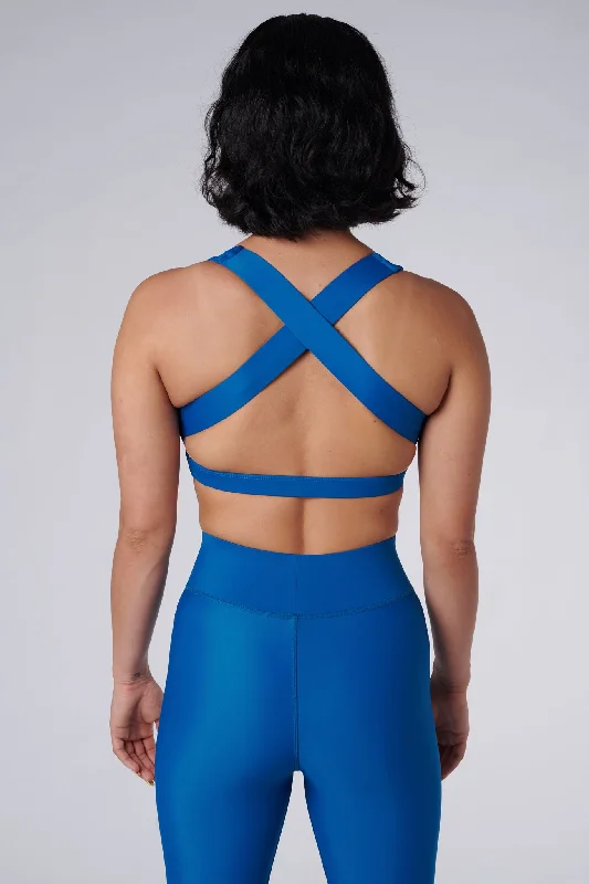 eco - friendly women sport bra made from recycled materialsLilly V 2.0 Push Up Sports Bra | Recycled Nylon | Aegean