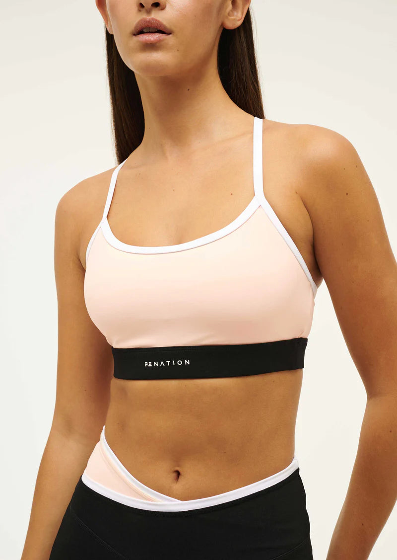 underwire women sport bra for enhanced shapingP.E. Nation Signature Sports Bra - Blush Pink
