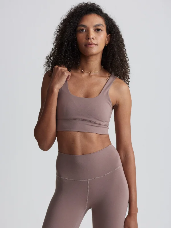 petite women sport bra with proper fitVarley Freesoft Cori Bra - Deep Taupe