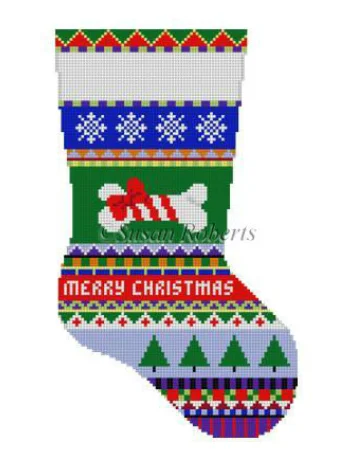 0145-13 Bold Stripe Dog Bone Midi Stocking