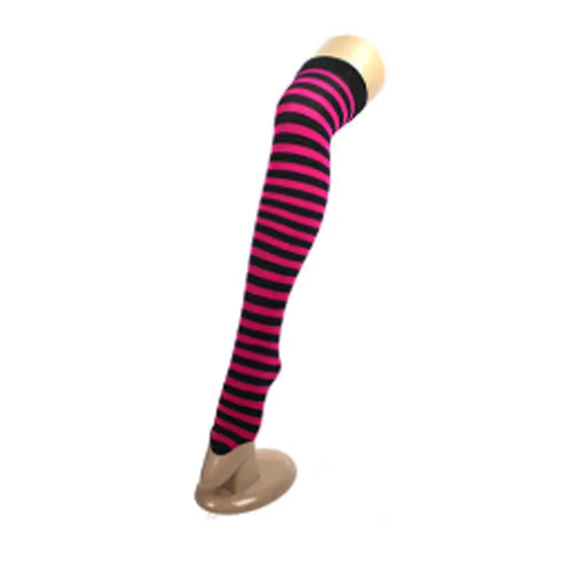 Over The Knee Stockings - Hot Pink & Black