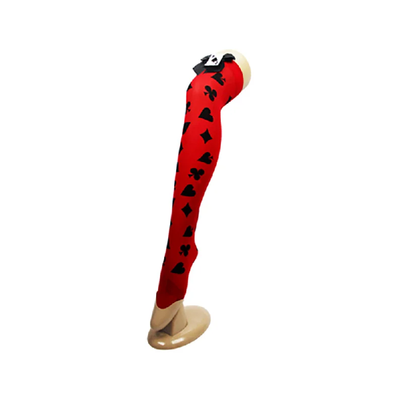 Red Stocking with Black Card Suit Pattern & Bow