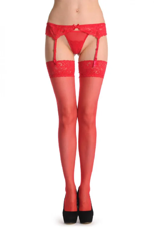 Red Stockings With Adjustable Suspender Belt