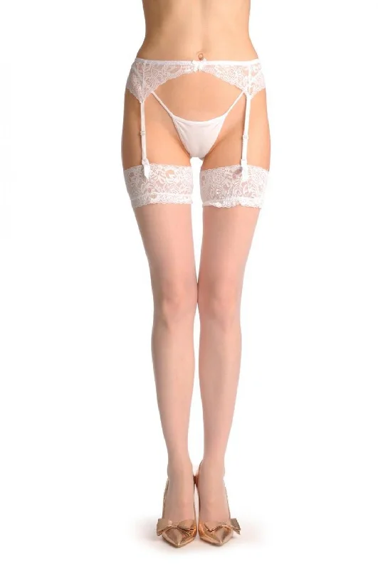 White Stockings With Adjustable Suspender Belt