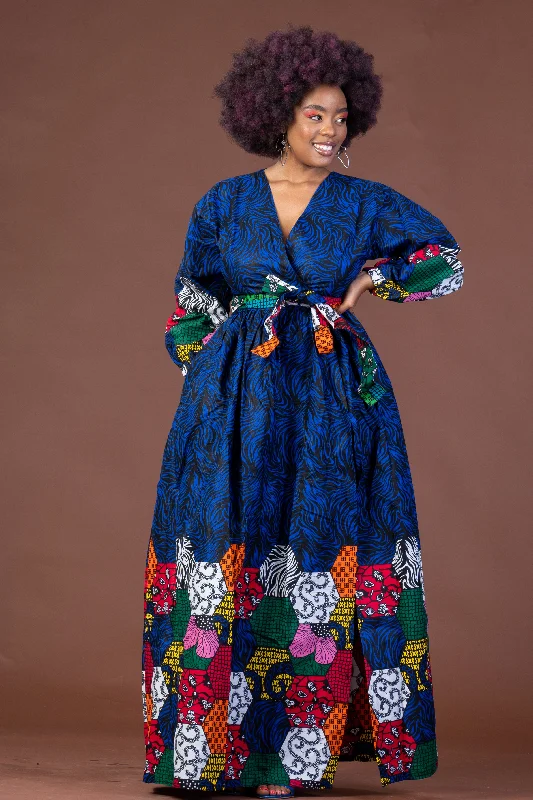 Maxi dresses with a pleated skirt for a timeless and elegant appearanceAbas Ankara Maxi Dress | Blue African Print Maxi dresses with a pleated skirt for a timeless and elegant appearanceAbas Ankara Maxi Dress | Blue African Print