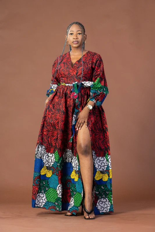 Maxi dresses with an asymmetric hem for a fashion - forward and eye - catching designAnwuli Ankara Maxi Dress | Red Multicolored African Print Maxi dresses with an asymmetric hem for a fashion - forward and eye - catching designAnwuli Ankara Maxi Dress | Red Multicolored African Print