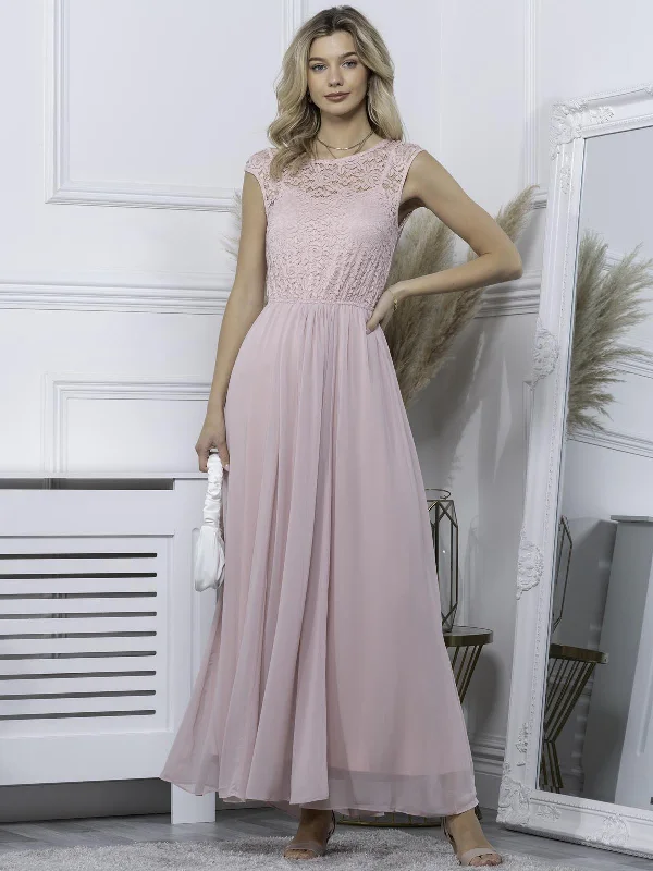 Maxi dresses with a ruched bodice for a more form - fitting and feminine shapeBasia Bridesmaid Lace Bodice Maxi Dress, Light Pink Maxi dresses with a ruched bodice for a more form - fitting and feminine shapeBasia Bridesmaid Lace Bodice Maxi Dress, Light Pink