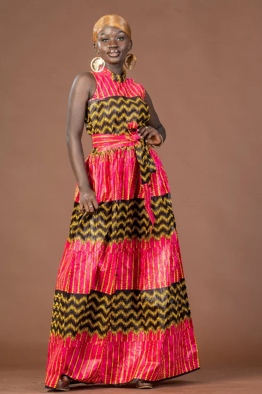 Maxi dresses with fringe trim for a bohemian vibeCaroline Ankara Maxi Dress | Yellow and Pink African Print Maxi dresses with fringe trim for a bohemian vibeCaroline Ankara Maxi Dress | Yellow and Pink African Print