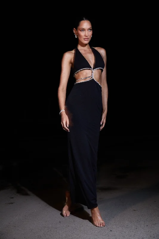 Maxi dresses with a paisley print for a classic and elegant styleNicha Diamante Cut Out Maxi Dress - Black Maxi dresses with a paisley print for a classic and elegant styleNicha Diamante Cut Out Maxi Dress - Black