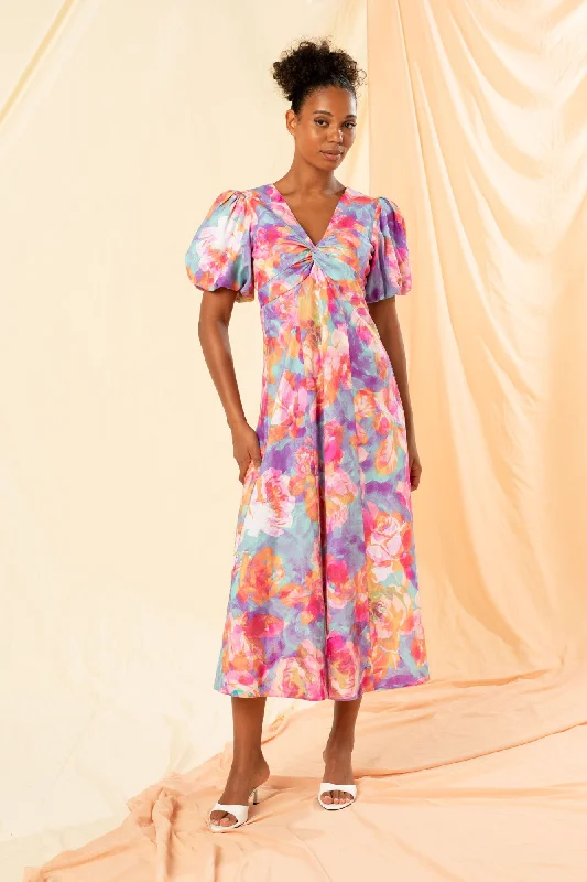 Floral print maxi dresses for summer garden partiesOliva Twist Front Maxi Dress