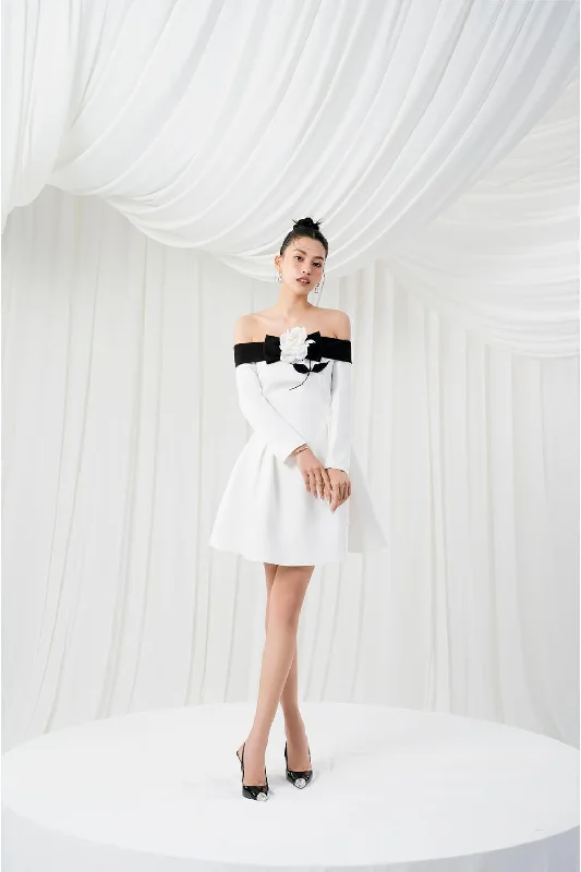Mini dresses with keyhole necklinesAlva Off-Shoulder Dress