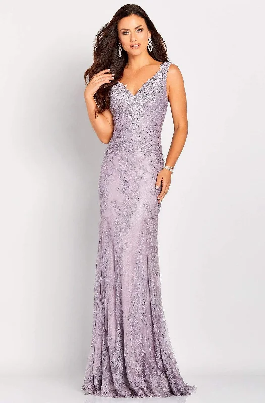 Wrap - style wedding guest dresses with bow accentsCameron Blake - 119662 Versatile Jeweled Lace Sheath Gown