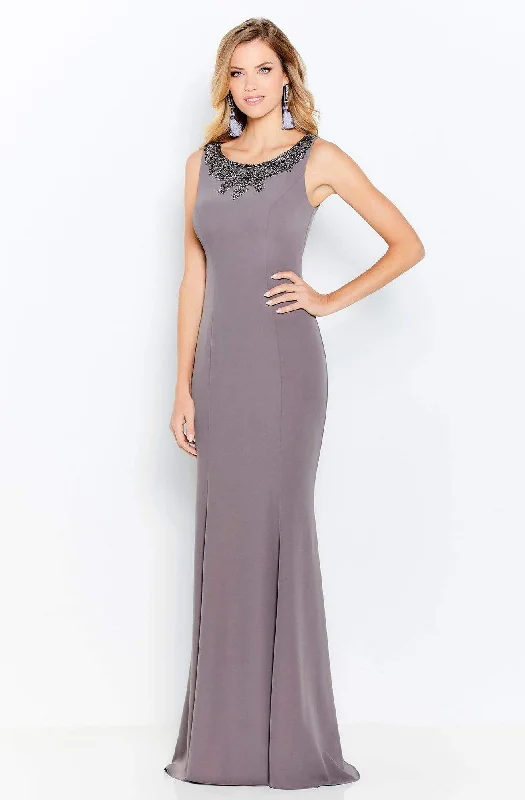 Wedding guest dresses with ruched bodices and spaghetti strapsCameron Blake - 120621 Embellished Scoop Trumpet Dress
