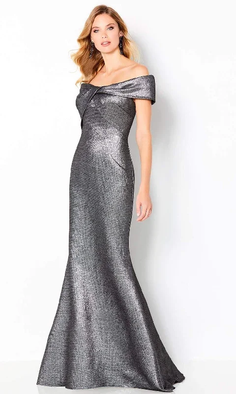Polka - dot - printed wedding guest dresses with short sleevesCameron Blake - 220647 Metallic Off Shoulder Dress Polka - dot - printed wedding guest dresses with short sleevesCameron Blake - 220647 Metallic Off Shoulder Dress