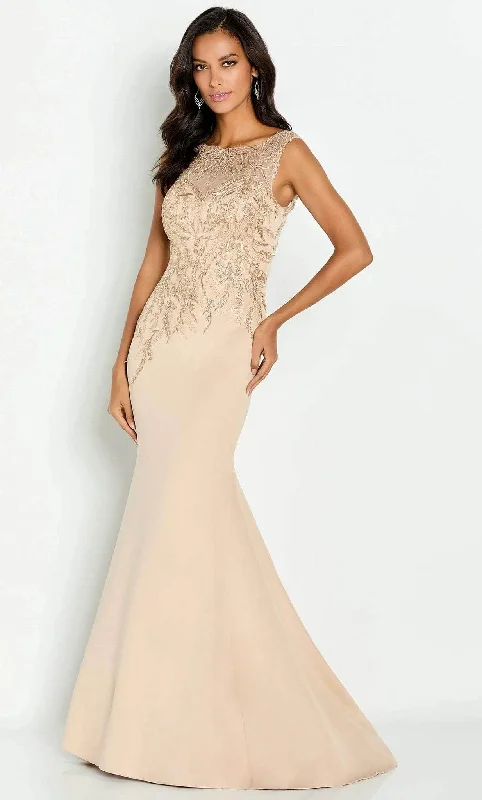 Wedding guest dresses with button - down fronts and A - line silhouettesCameron Blake CB148 - Sleeveless Embroideries Evening Gown