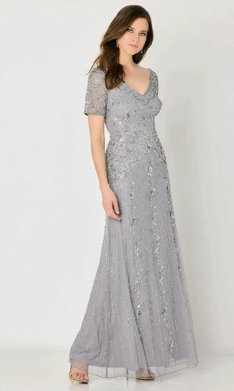 Halter - neck wedding guest dresses with beaded strapsCameron Blake CB793 - Short Sleeve Embellished Evening Dress