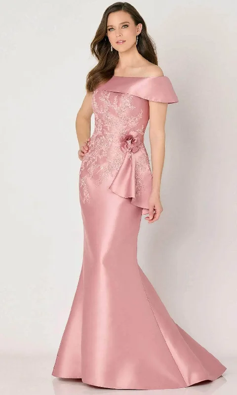 Bow - backed wedding guest dresses in silk for a luxurious feelCameron Blake CB797 - Floral Ruffle Detail Evening Dress