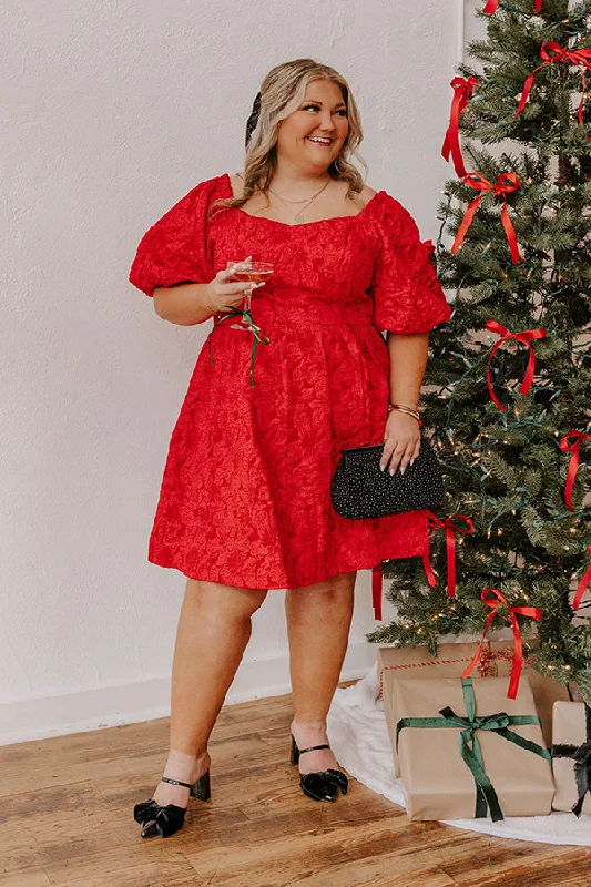 Mini dresses with ribbed textures for a unique appearanceHoliday Happiness Jacquard Mini Dress in Red Curves Mini dresses with ribbed textures for a unique appearanceHoliday Happiness Jacquard Mini Dress in Red Curves