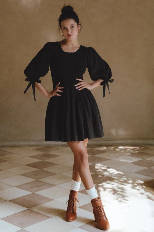 Leather mini dresses for a edgy styleJolie Puff Sleeve Linen Mini Dress