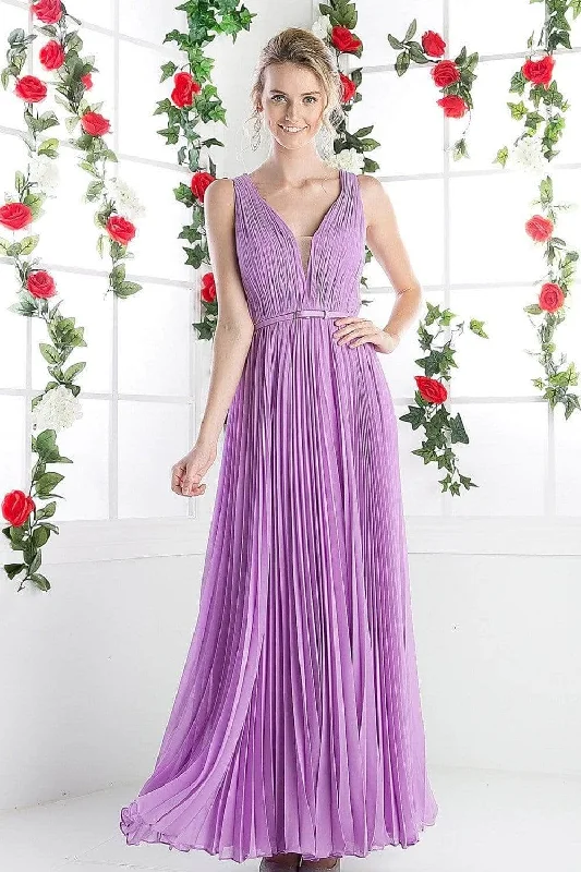 Sleeveless wedding guest dresses with pleated bodicesLadivine 1499 - Sleeveless V-Neck A-Line Dress Sleeveless wedding guest dresses with pleated bodicesLadivine 1499 - Sleeveless V-Neck A-Line Dress