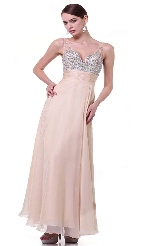 A - line cocktail wedding guest dresses in pastel colorsLadivine CJ93 - Bedazzled Plunging V-neck A-line Dress A - line cocktail wedding guest dresses in pastel colorsLadivine CJ93 - Bedazzled Plunging V-neck A-line Dress