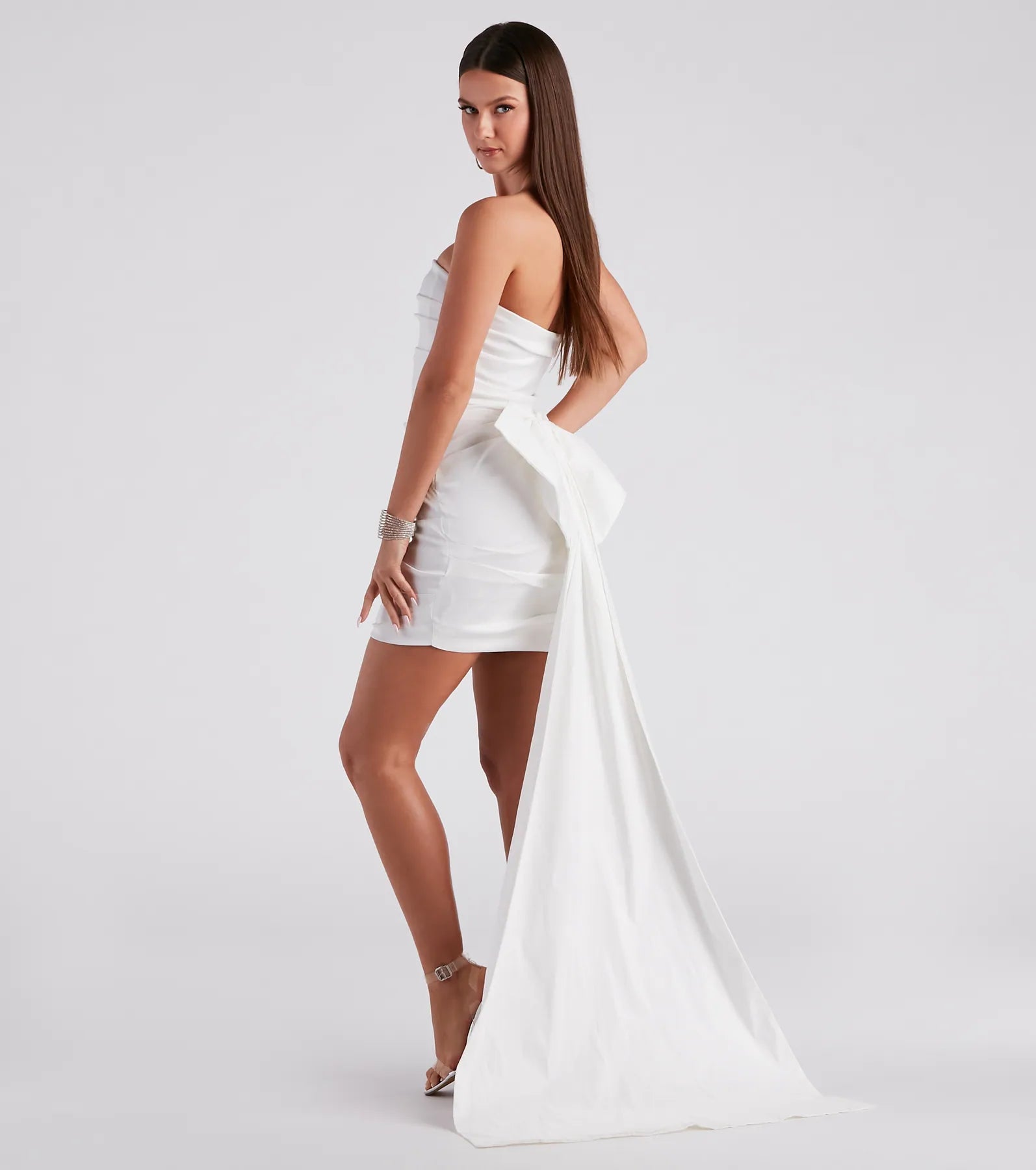 Leather mini dresses for a edgy styleLucy Taffeta Bow Mini Party Dress