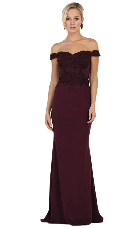 Sequined wedding guest dresses for an evening weddingMay Queen - Lace Off-Shoulder Sheath Dress