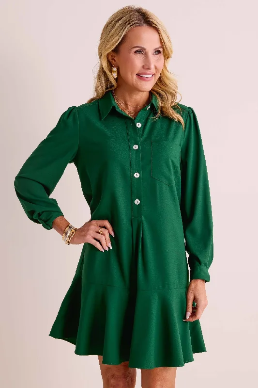 Mini dresses with ruched bodices for a feminine touchMeagan Dress- Hunter Green