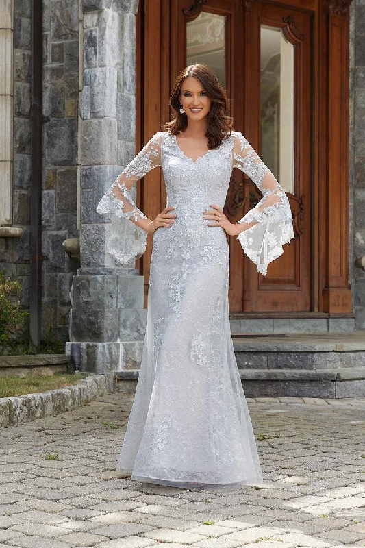 Sleeveless wedding guest dresses with ruffled hemsMGNY Madeline Gardner New York  72719 Long Formal Dress