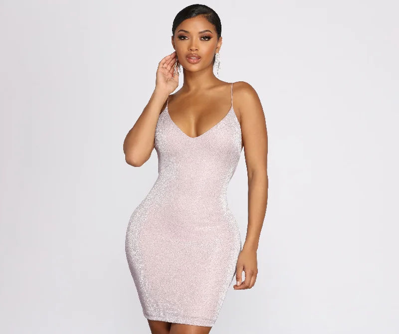 Mini dresses with fringe for a bohemian styleSparkle & Shine Glitter Mini Dress