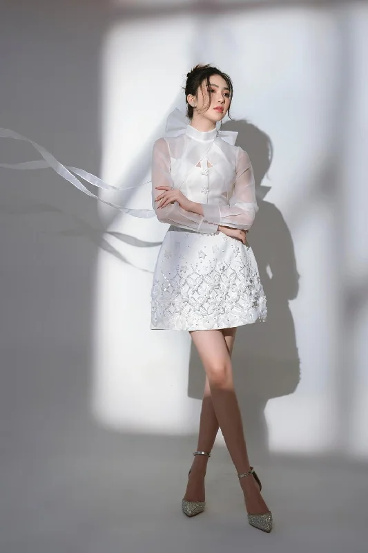 Mini dresses with wrap - around stylesWinona A-line Long Sleeved Organza Mini Dress Mini dresses with wrap - around stylesWinona A-line Long Sleeved Organza Mini Dress
